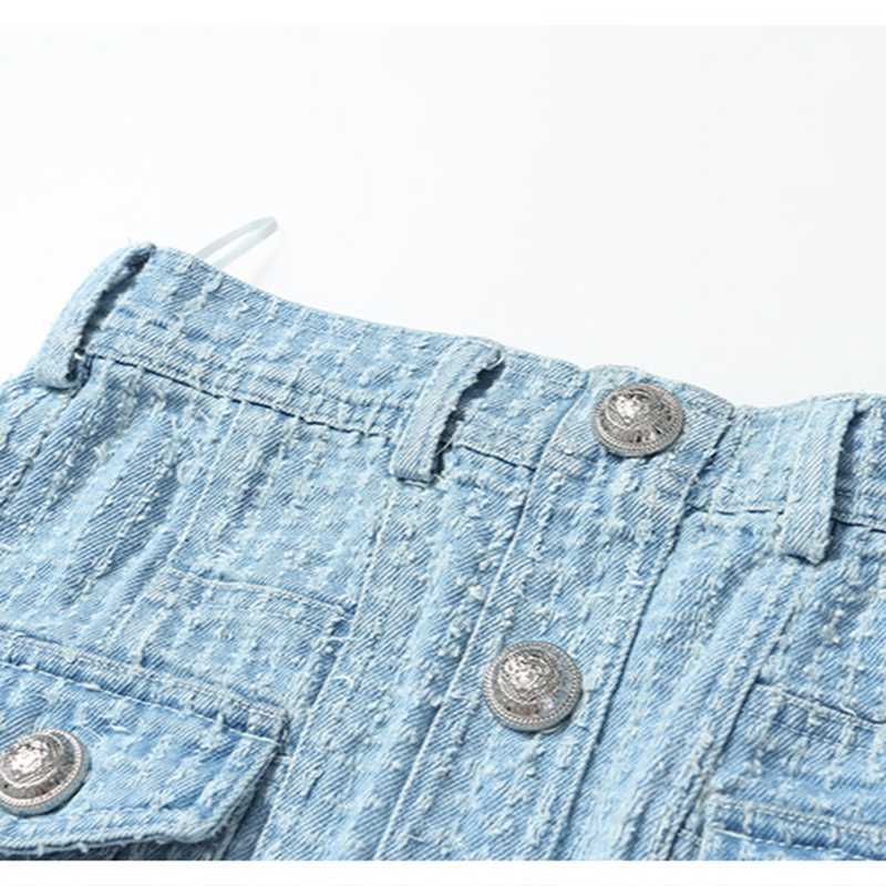 Three-dimensional Pockets Decoration Empire Solid Casual Denim Skirt Korean Fashion Sweet Cool Faldas Mujer Moda Summer 210525