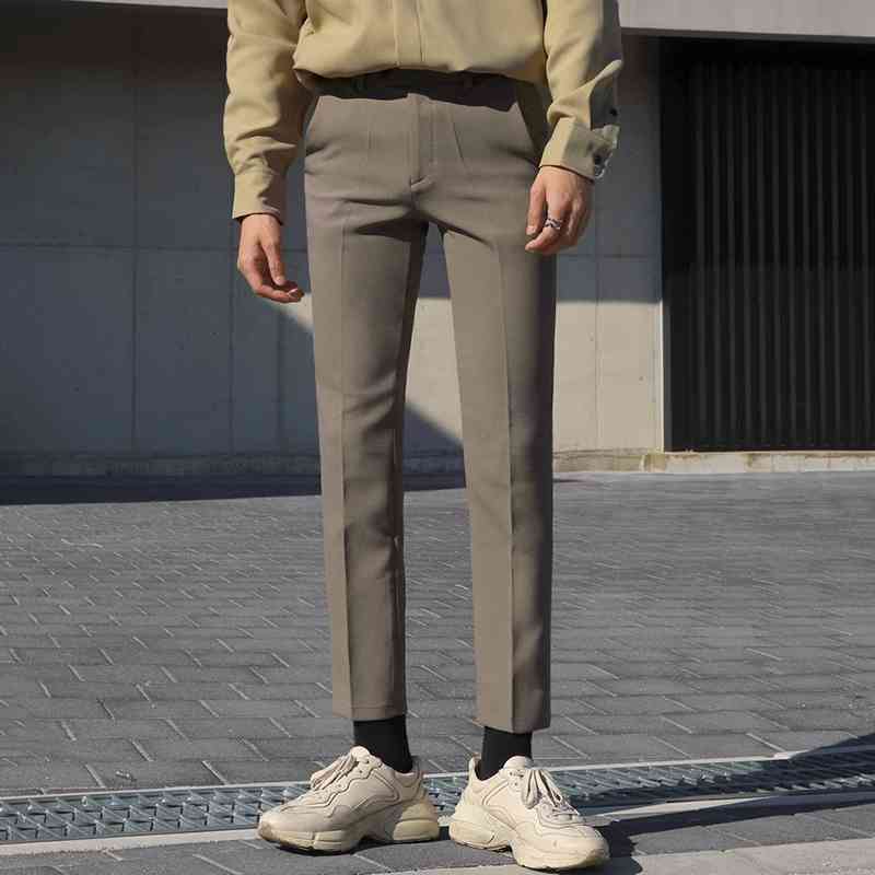 IEFB Spring Men's Korean Slim Fit Straight Tube Non Iron Suit Pants Casual Mens Business Drop Ankle-length Suit Pants 9Y5534 210524