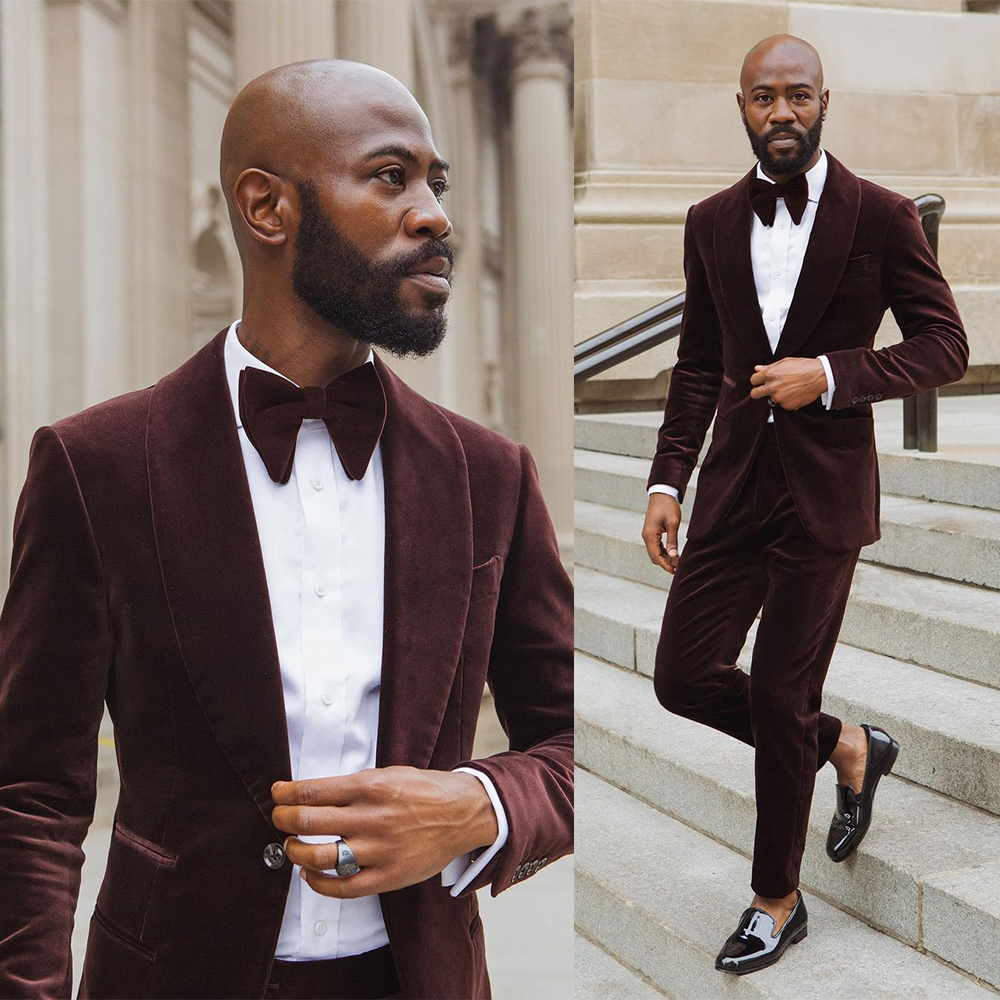 Business Double Breasted Men Suits Slim Fit Groom Blazer Coat Tailored Long