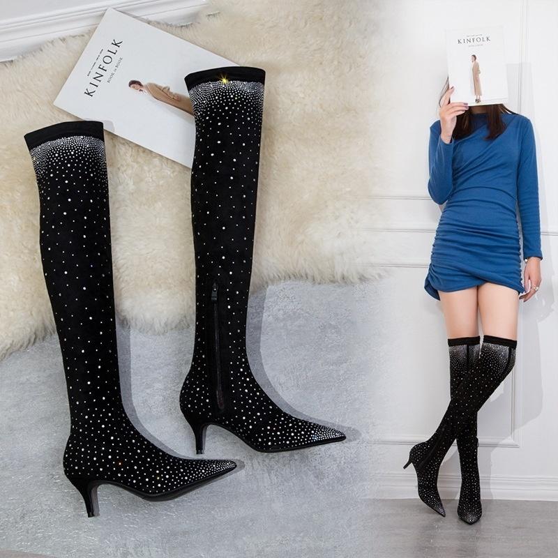 Dress Shoes Simple Winter Boots Thin Heel High Suede Pointed Sexy Plush Knee, Black down
Dress Shoes Simple Winter Boots Thin Heel High Suede Pointed Sexy Plush Knee, Black down