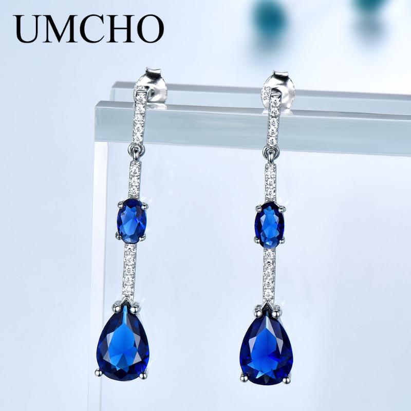 Dangle & Chandelier UMCHO 925 Sterling Silver Earring Geometric Created Nano Blue Sapphire Drop Earrings For Women Birthday Gift Charms Fine
Dangle & Chandelier UMCHO 925 Sterling Silver Earring Geometric Created Nano Blue Sapphire Drop Earrings For Women Birthday Gift Charms Fine