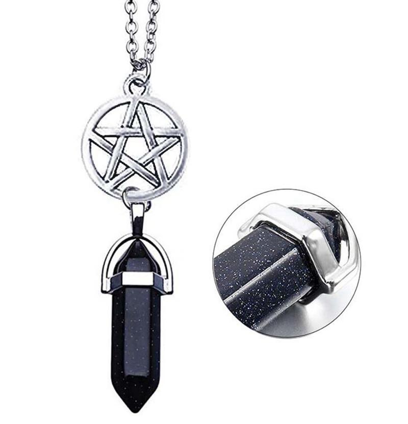 Pendant Necklaces Drop Short Multi Layered Necklace Hexagonal Gothic Natural Stone Moon Supernatural Pentagram Choker Women Gifts, Silver
Pendant Necklaces Drop Short Multi Layered Necklace Hexagonal Gothic Natural Stone Moon Supernatural Pentagram Choker Women Gifts, Silver