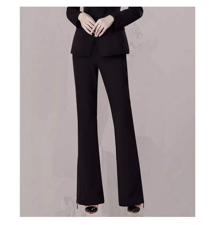 Fashion Business Pant 2 Two Pieces Office Formal Double Breasted Jacket and OL Long Pant Black Blazer Set Women Suits 210518