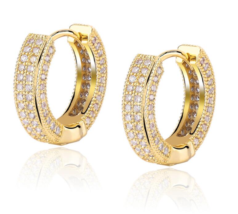 18K Gold Plated Copper Zircon Hoop Earrings Men Women Hip Hop Jewelry Iced Out Stud Earings Bling Diamond Earring for gift
18K Gold Plated Copper Zircon Hoop Earrings Men Women Hip Hop Jewelry Iced Out Stud Earings Bling Diamond Earring for gift