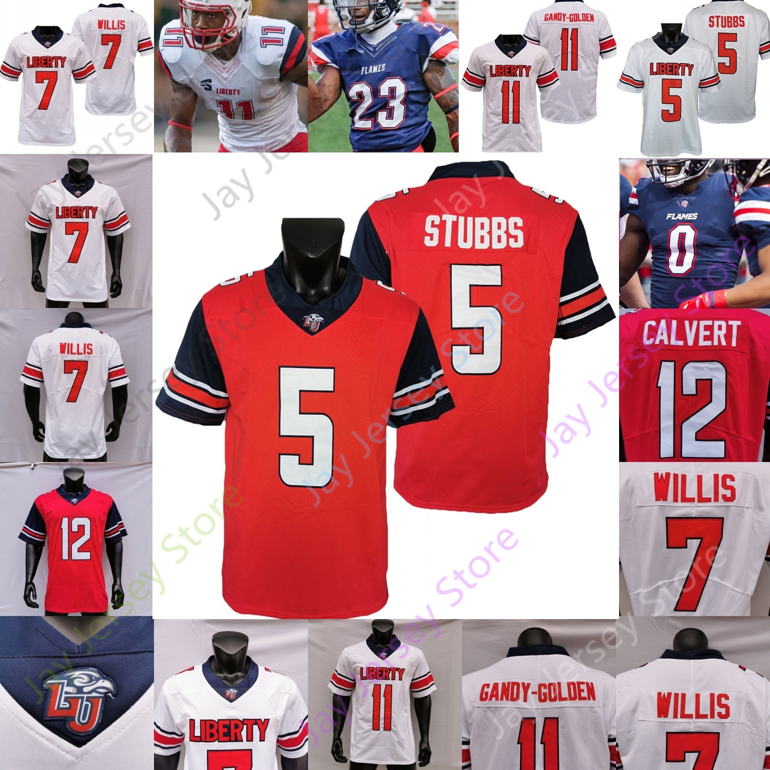 Liberty Flames Football Jersey NCAA College Joshua Mack DJ Stubbs Malik Willis Johnathan Bennett Shedro Louis T.J. Green Demario Douglas Jaivian Lofton Calvert, Red i
Liberty Flames Football Jersey NCAA College Joshua Mack DJ Stubbs Malik Willis Johnathan Bennett Shedro Louis T.J. Green Demario Douglas Jaivian Lofton Calvert, Red i