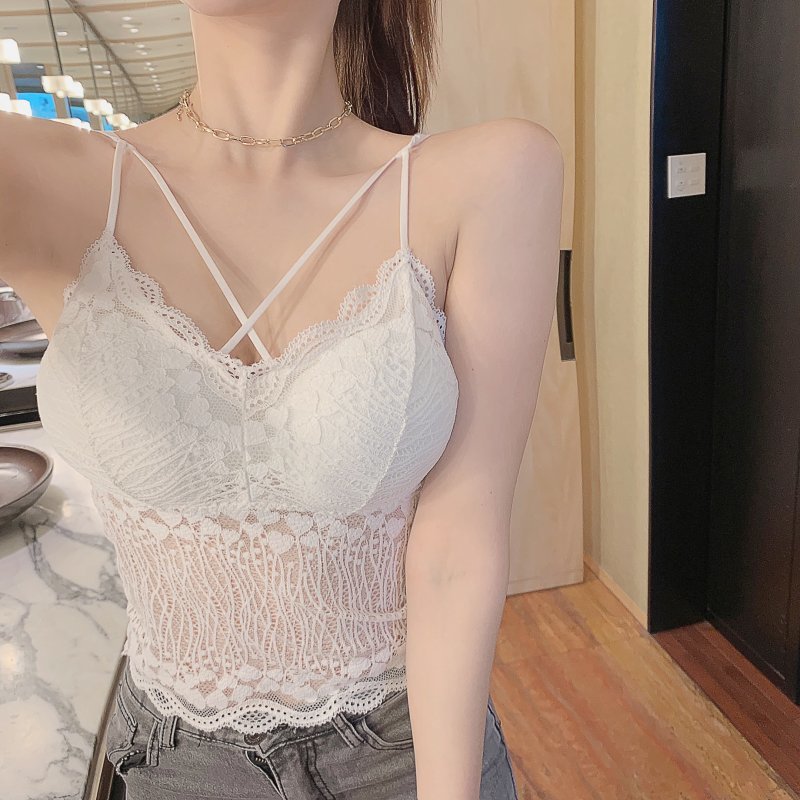 Sexy Lace Top Tank Women Slim Sexy Sleeveless Shirt Womens Basic Camisole Halter Tank Top Summer Lace V Neck Tops For Women 210515