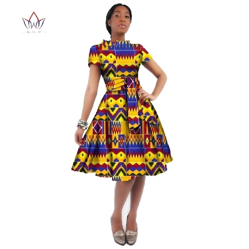 WholeSale Africa Dress For Women African Wax Print Dresses Dashiki Plus Size Africa Style Clothing for Women Office Dress WY082 210408