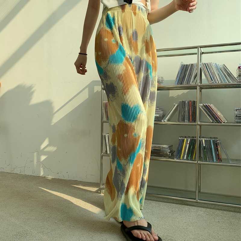 Yedinas Harajuku Women Pants Casual Loose Tie Dye Sweat Streetwear Elastic High Waist Sweatpants Summer Trousers 210527