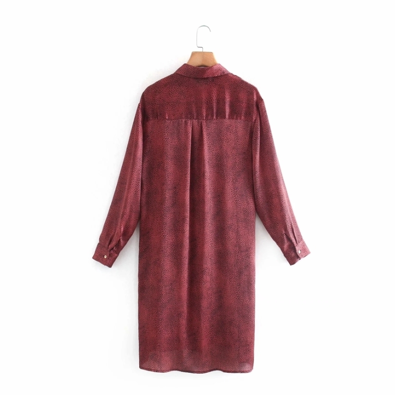 Women Vintage Leopard Print Side Slit Long Shirt Casual Femme Nine Quarter Sleeve Blouse Lady Loose Tops Blusas S8111 210430