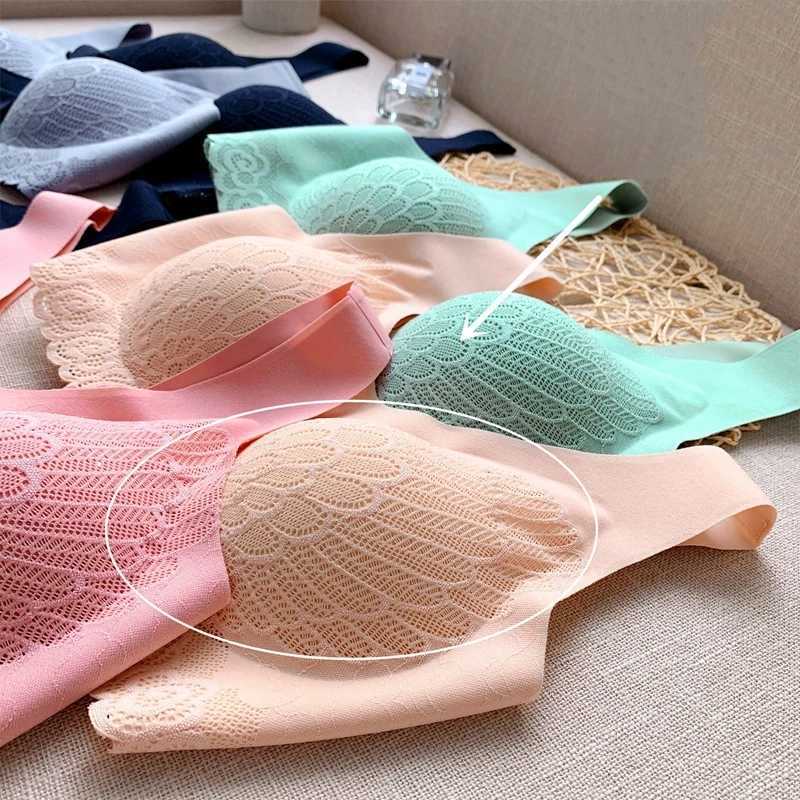 Dropshipper 2 Pcs Latex Seamless Bra Plus Size Bras For Women hock-proof Pad Push Up Brassiere Comfortable Bralette Pad bras 211015