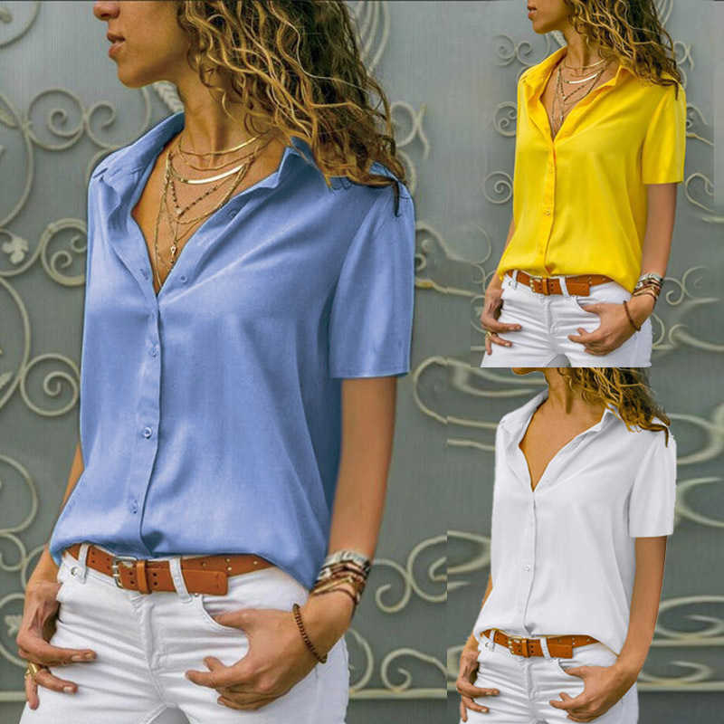 Elegant Office Lady Blouses Summer Solid Lapel Short Sleeve Button Chiffon Blouse Female White Work Wear Shirt Top Plus Size 3XL 210526, Gray
Elegant Office Lady Blouses Summer Solid Lapel Short Sleeve Button Chiffon Blouse Female White Work Wear Shirt Top Plus Size 3XL 210526, Gray