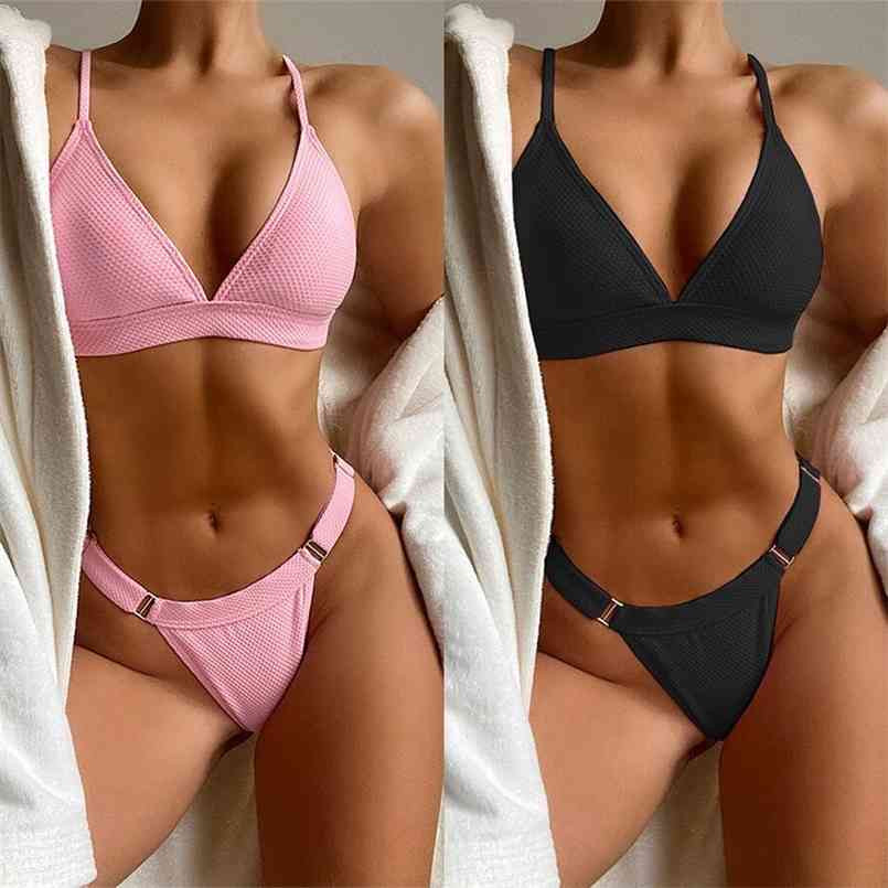 Sexy Push Up Bikinis Set Pure Colour V Neck Women's Swimsuit High Cut Swimwear Women Triangle Suit Biquini Bathing Suits 210722, Black
Sexy Push Up Bikinis Set Pure Colour V Neck Women's Swimsuit High Cut Swimwear Women Triangle Suit Biquini Bathing Suits 210722, Black