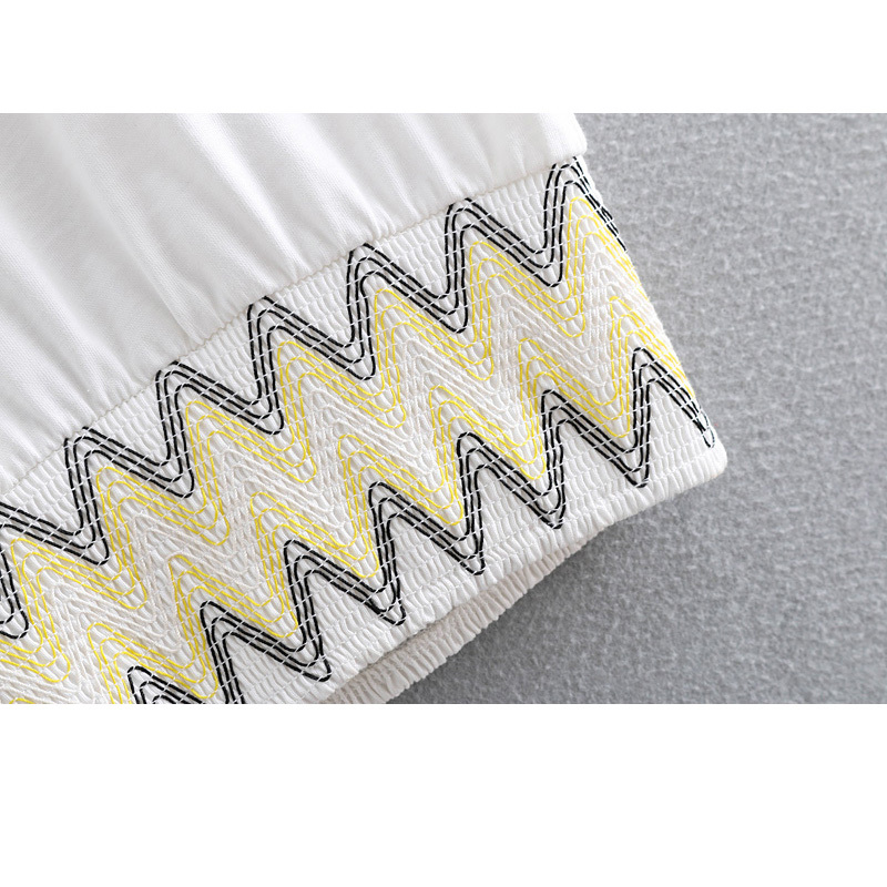 Sleeveless Geometric Color-matching White Elastic Waist Chic Women's T-shirt Summer Harajuku Female Tops 210507