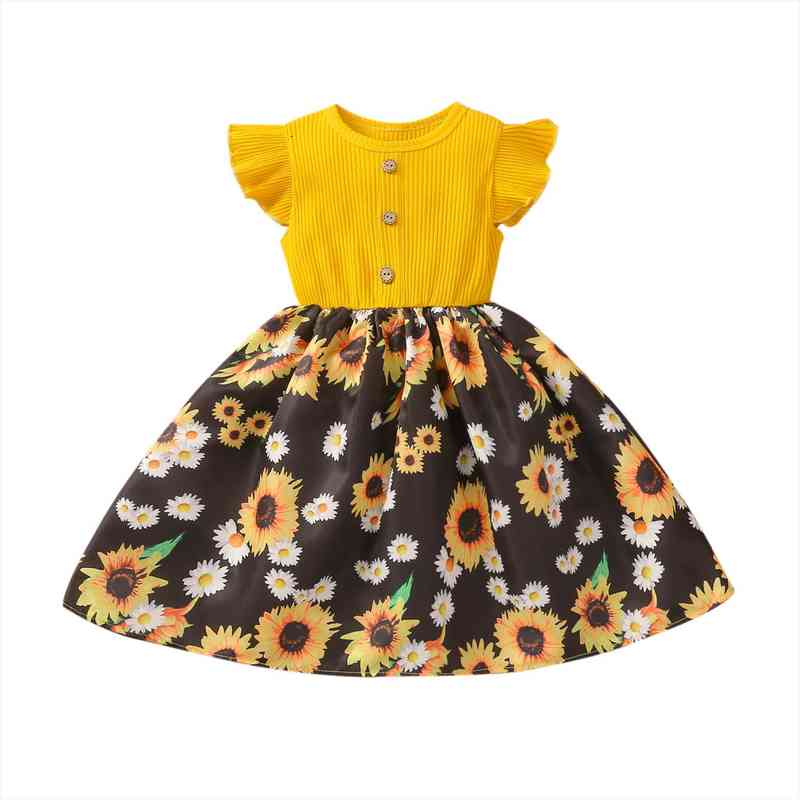 2-7y Kids Girls Summer Dress Ruffles Fly Sleeve Button Sunflower Printing Stitching A-line Princess Dress, Red;yellow
2-7y Kids Girls Summer Dress Ruffles Fly Sleeve Button Sunflower Printing Stitching A-line Princess Dress, Red;yellow