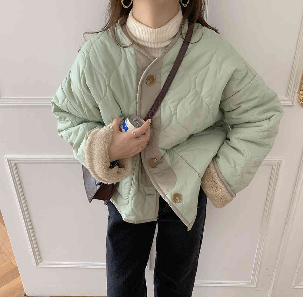 Female Coat Winter Jacket Thick Warm Women Parkas Vintage Solid Double Wear Faux Lambswool Liner Parka 210421