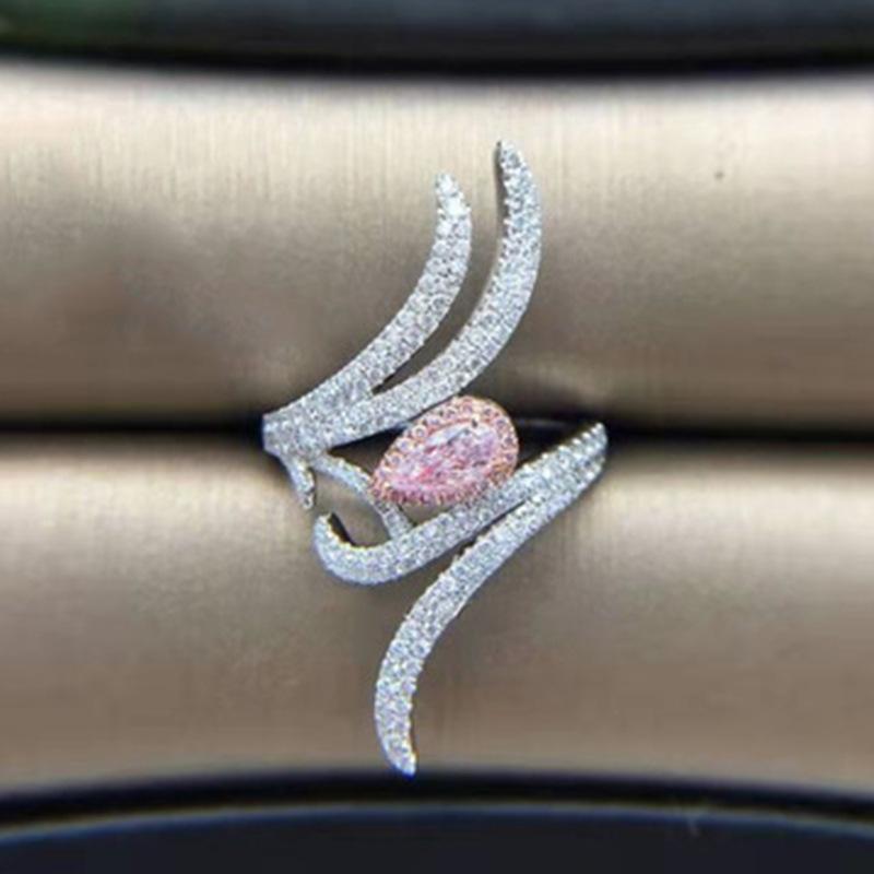 Wedding Rings Luxur Shiny Pink Drop-shaped Curved Zircon Ring For Women Bride Gift Party Jewelry Anillos Mujer Anel
Wedding Rings Luxur Shiny Pink Drop-shaped Curved Zircon Ring For Women Bride Gift Party Jewelry Anillos Mujer Anel