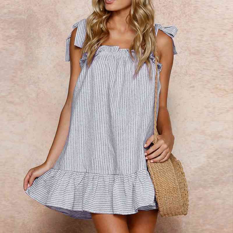 Women Dress Summer Sexy party dress Print Striped Beach Women Clothing Linen Sling Sleeveless Mini Dress 210417, Gray
Women Dress Summer Sexy party dress Print Striped Beach Women Clothing Linen Sling Sleeveless Mini Dress 210417, Gray