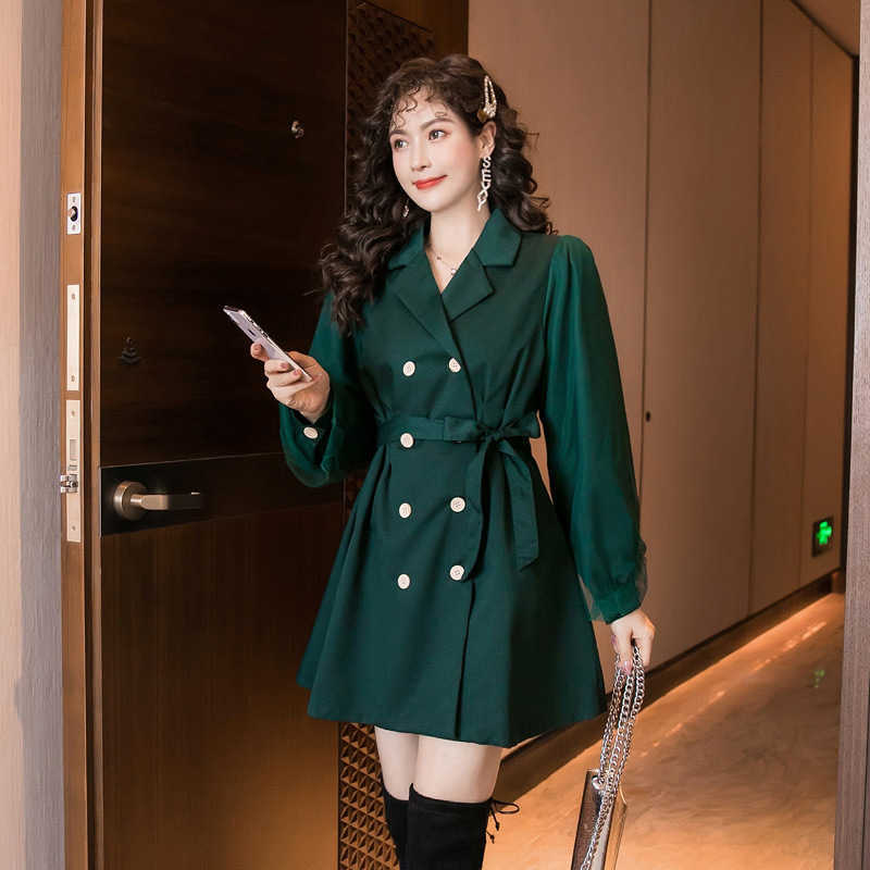 Set autumn and winter ladies temperament waist slimming slim double-breasted long sleeves 210603, Army green
Set autumn and winter ladies temperament waist slimming slim double-breasted long sleeves 210603, Army green