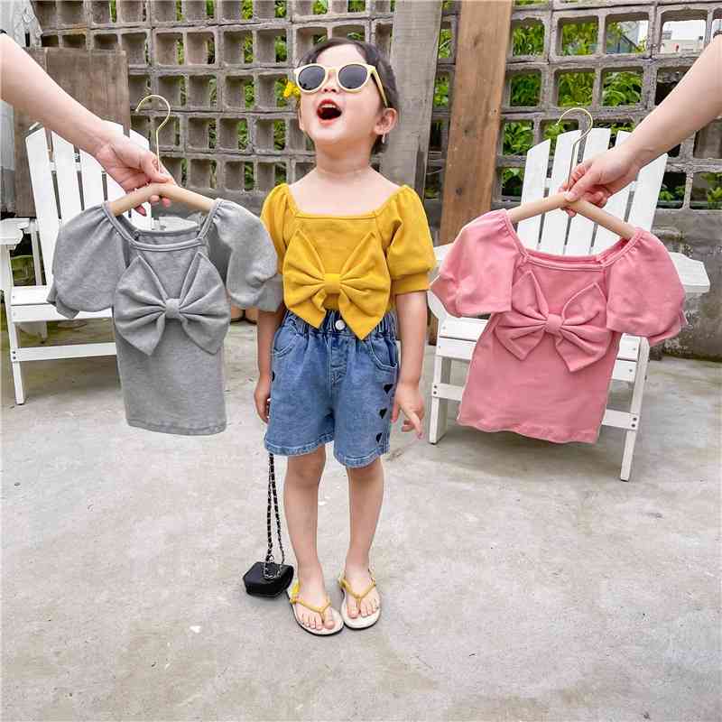 Summer Arrival Girls Fashion Candy Color T Shirt Kids Korean Tops Girl Clothes 210528