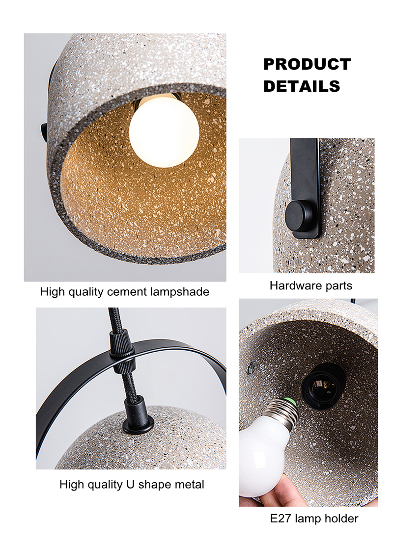 Postmodern Cement Cord Pendant Lights Dining Room Lamp Creative Simple Handwork Droplight E27 6w Led Lighting Fixture