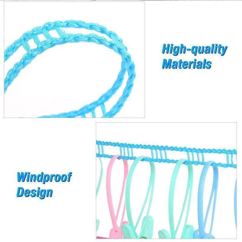 Tendedero retractile wind-proof suspension rope Drying rope hangers of anti-slip plastic clothes easy to carry retractable line