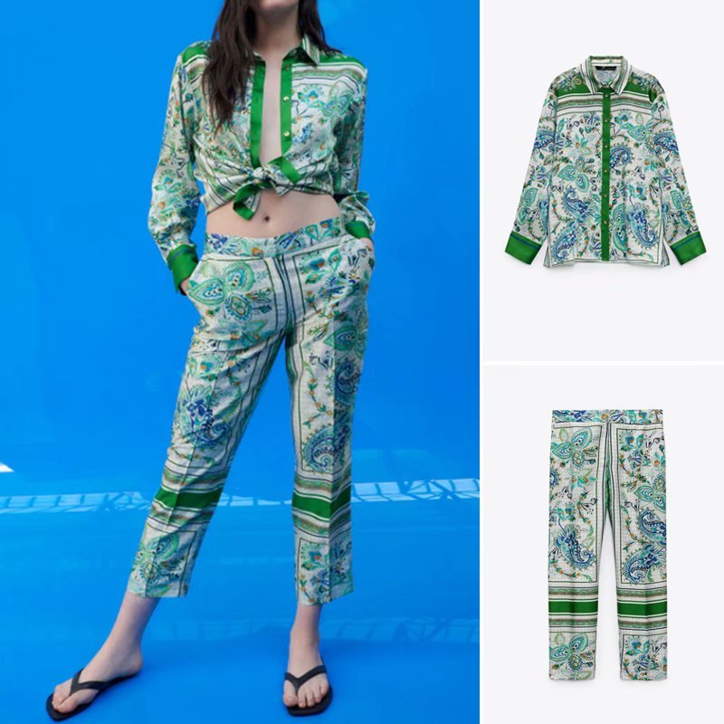 Lapel Long Sleeve Ladies Printed Drape Shirt Single-breasted Harajuku Chic Women's Tops Female Shirts 210507