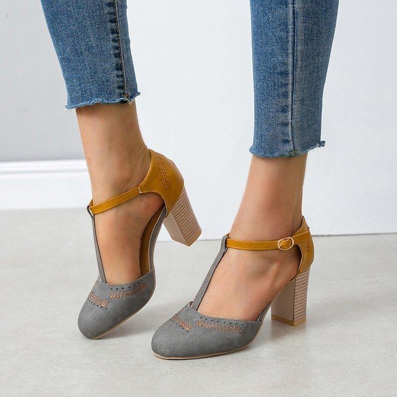 Dress Shoes Women's High-heeled With Square Heel Thick-soled Round Toe Buckle Sandals Casual Lightweight Women, Black
Dress Shoes Women's High-heeled With Square Heel Thick-soled Round Toe Buckle Sandals Casual Lightweight Women, Black