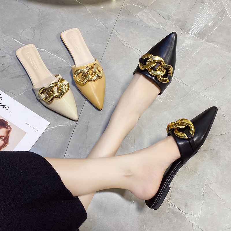 2021 summer fashion Baotou half slippers women wear pointed flat soft bottom mules, Black
2021 summer fashion Baotou half slippers women wear pointed flat soft bottom mules, Black