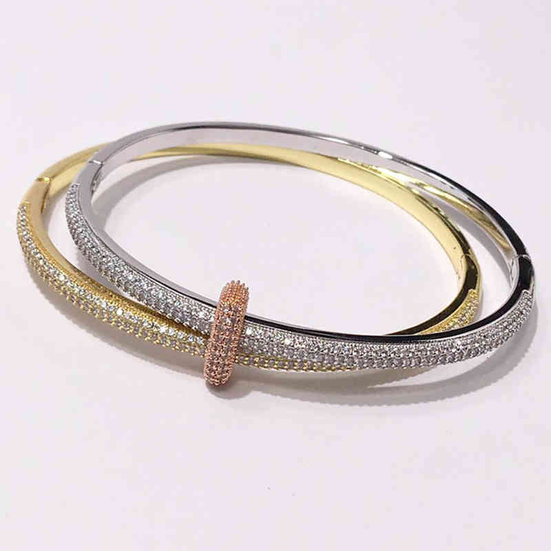 Charm Bracelets 56 Self Designed Niche Personalized Full Diamond Double Ring High Sense Fashion Women's