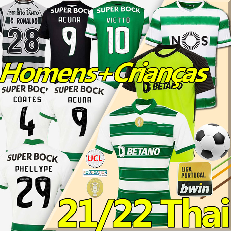 Lisbon 21/22 Soccer Jerseys Sporting Clube de 2021 2022 PHELLYPE B.FERNANDES S.COATES NUNO SANTOS Retro jersey 2001 03 04 Lisboa C.Ronaldo Men kids Kits football shirt, 20-21 third 
Lisbon 21/22 Soccer Jerseys Sporting Clube de 2021 2022 PHELLYPE B.FERNANDES S.COATES NUNO SANTOS Retro jersey 2001 03 04 Lisboa C.Ronaldo Men kids Kits football shirt, 20-21 third