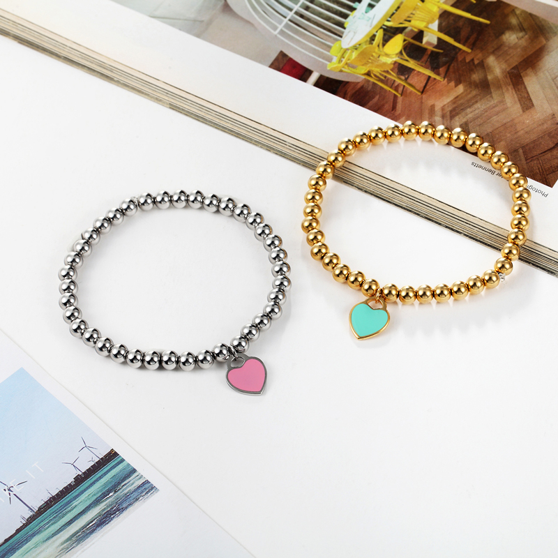 Classic Design Light Blue And Pink Enamel Heart Charm Bead Bracelet High Quality Titanium Steel Jewelry Love Woman Bracelet
Classic Design Light Blue And Pink Enamel Heart Charm Bead Bracelet High Quality Titanium Steel Jewelry Love Woman Bracelet