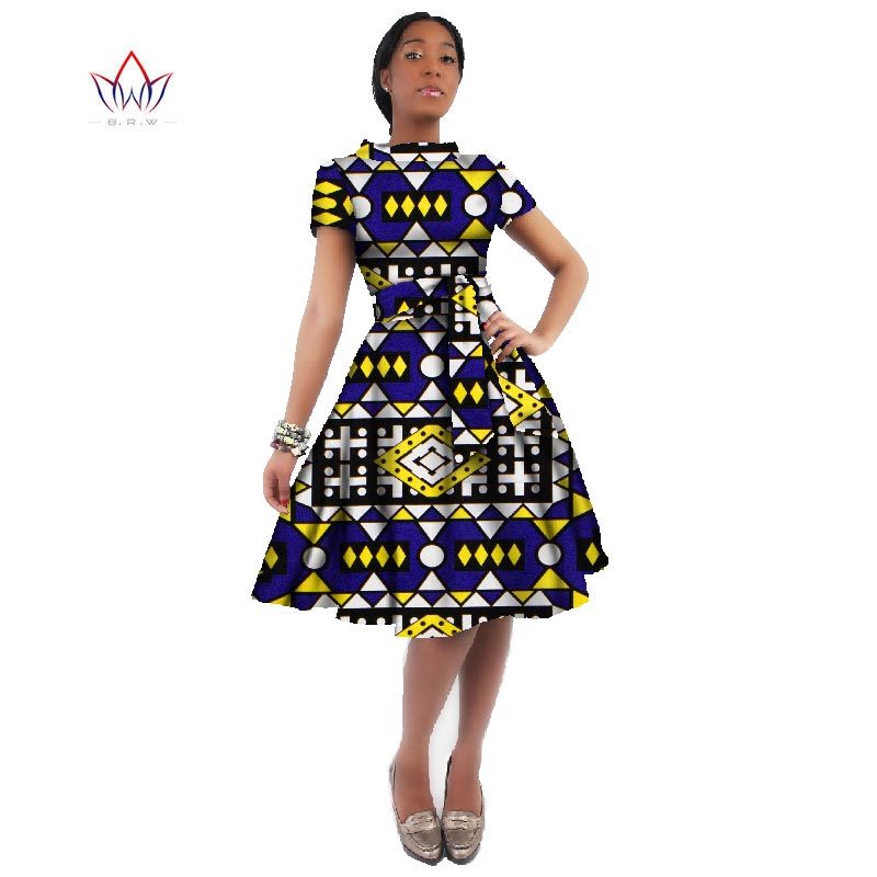 WholeSale Africa Dress For Women African Wax Print Dresses Dashiki Plus Size Africa Style Clothing for Women Office Dress WY082 210408