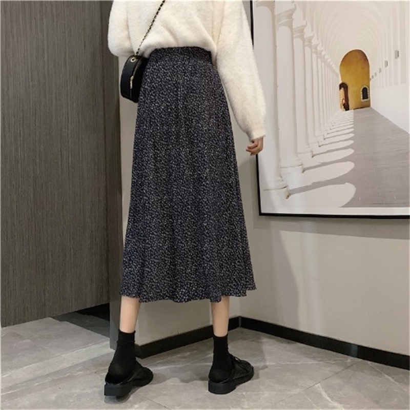 Nomikuma Autumn Winter Velour Floral Skirts Korean Causal Stretch High Waist A-line Skirt New Faldas Mujer Moda 6D317 210427