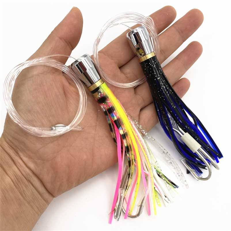 2Pcs*12cmDeep-sea Seawater Fishing lure Copper Head Octopus Squid Skirt Bait Big Game Fishing Marlin Tuna Trolling Leurre Lure 220115
2Pcs*12cmDeep-sea Seawater Fishing lure Copper Head Octopus Squid Skirt Bait Big Game Fishing Marlin Tuna Trolling Leurre Lure 220115