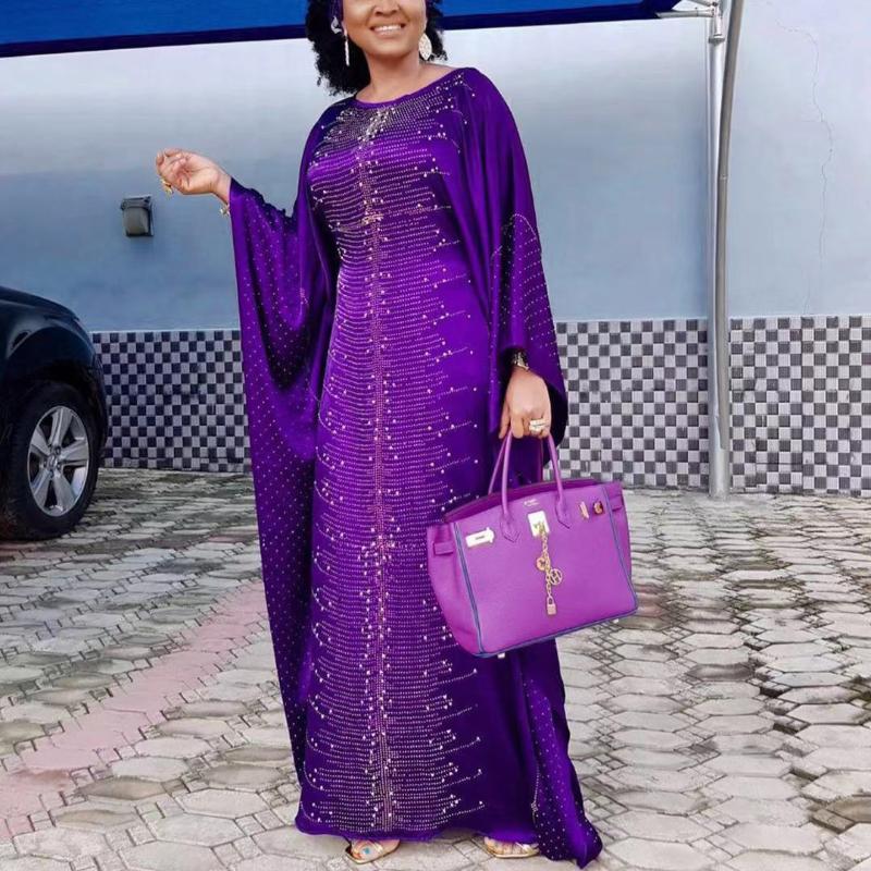Casual Dresses African For Ladies Loose Batwing Sleeve Diamond Round Neck Fashion Elegant Evening Night Party Club Long Vestidos Mujer, Purple dress
Casual Dresses African For Ladies Loose Batwing Sleeve Diamond Round Neck Fashion Elegant Evening Night Party Club Long Vestidos Mujer, Purple dress