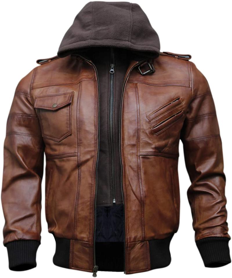 Men' Jackets Mens Genuine Black Hooded Bomber Leather Jacket | Real Lambskin Waxed Brown For Men With Removable Hood
Men' Jackets Mens Genuine Black Hooded Bomber Leather Jacket | Real Lambskin Waxed Brown For Men With Removable Hood