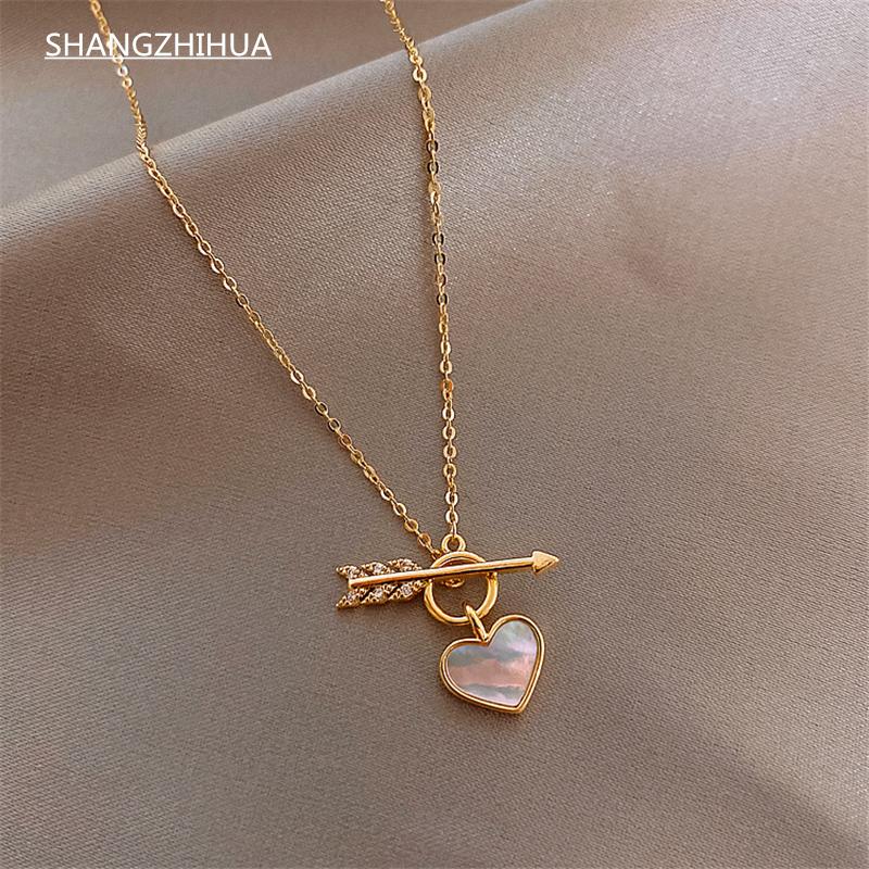 Pendant Necklaces SHANGZHIHUA 2021 Cupid Arrow Shell Love Short Necklace For Woman Fashion Korean Jewelry Unusual Girl's Neck Chain, Silver
Pendant Necklaces SHANGZHIHUA 2021 Cupid Arrow Shell Love Short Necklace For Woman Fashion Korean Jewelry Unusual Girl's Neck Chain, Silver