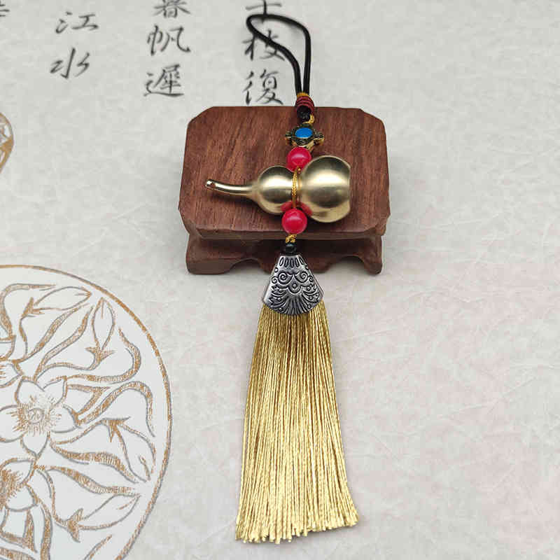 Key Rings Tassel Copper Gourd Bag Hanging Chinese Style Colorful Chain with Exquisite Gifts