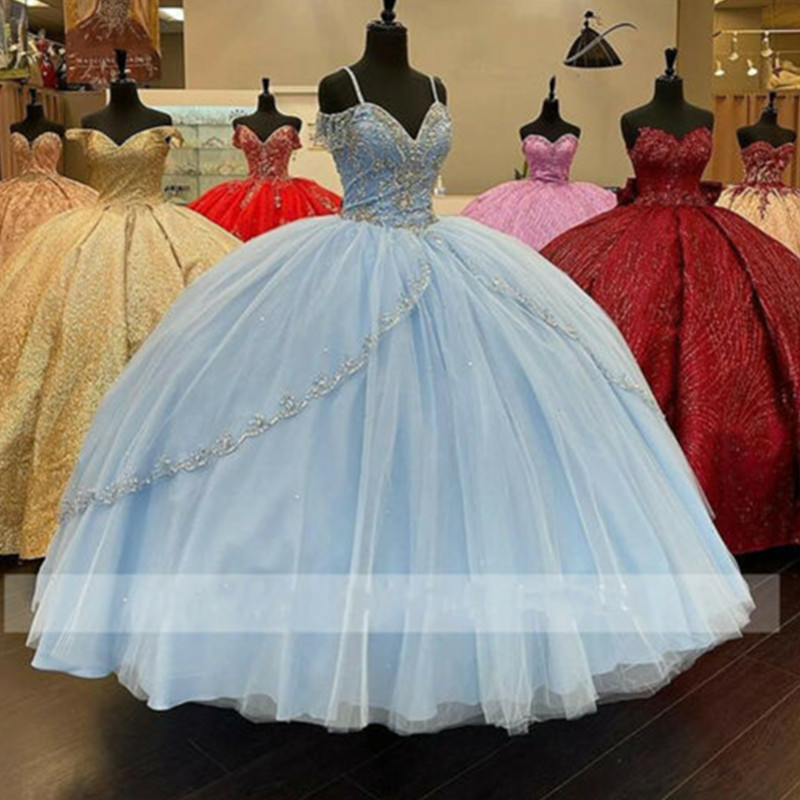 Beaded Off The Shoulder Quinceanera Dresses Blue Ball Gown Tulle Sweet 16 Dress vestidos, Custom made from color chart
Beaded Off The Shoulder Quinceanera Dresses Blue Ball Gown Tulle Sweet 16 Dress vestidos, Custom made from color chart