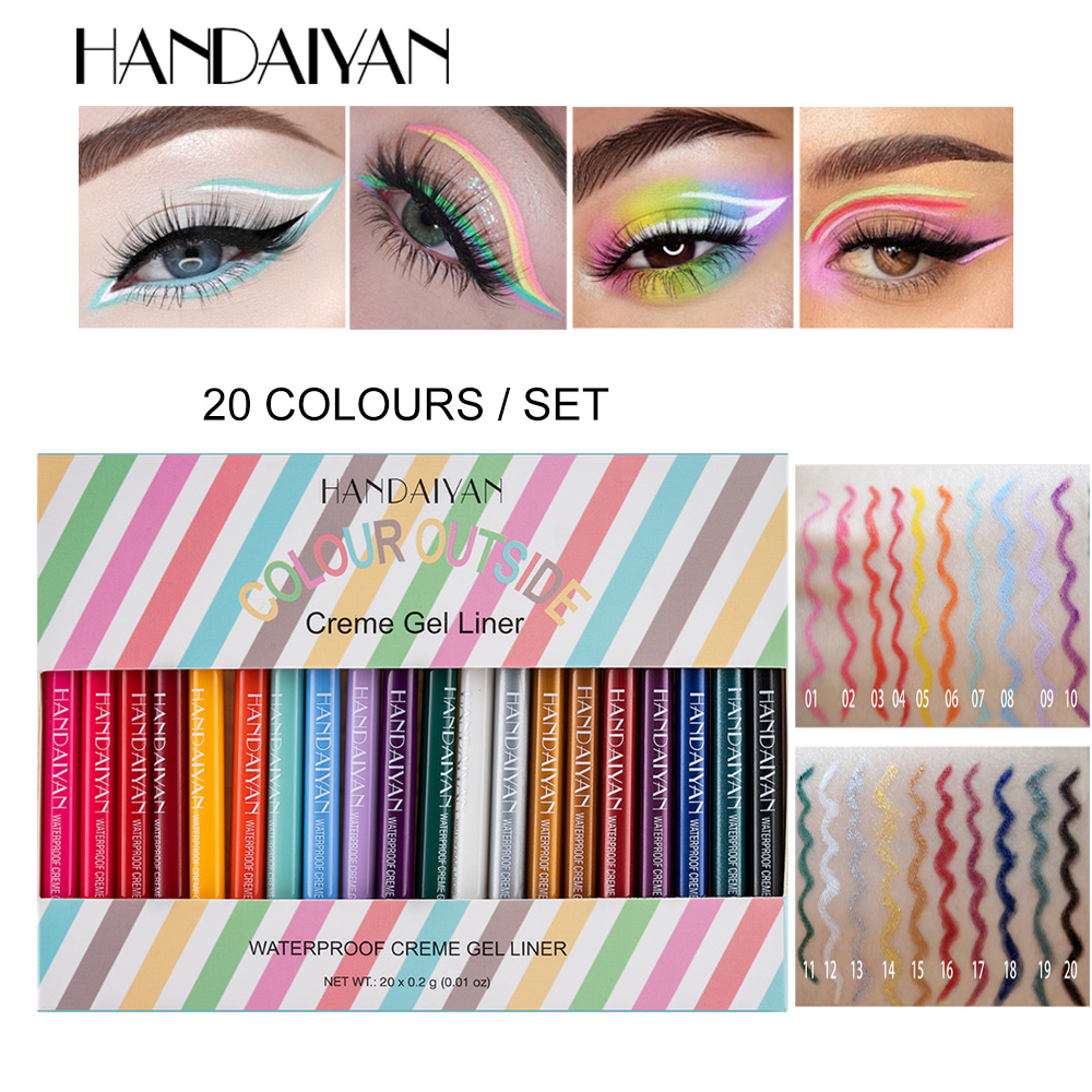 HANDAIYAN 20 Colors/set Gel Eyeliner Pencil Kit Makeup Colored Eye Liner Cream Pen Easy to Wear Waterproof White Yellow Cosmetic, 20pcs/sets 
HANDAIYAN 20 Colors/set Gel Eyeliner Pencil Kit Makeup Colored Eye Liner Cream Pen Easy to Wear Waterproof White Yellow Cosmetic, 20pcs/sets