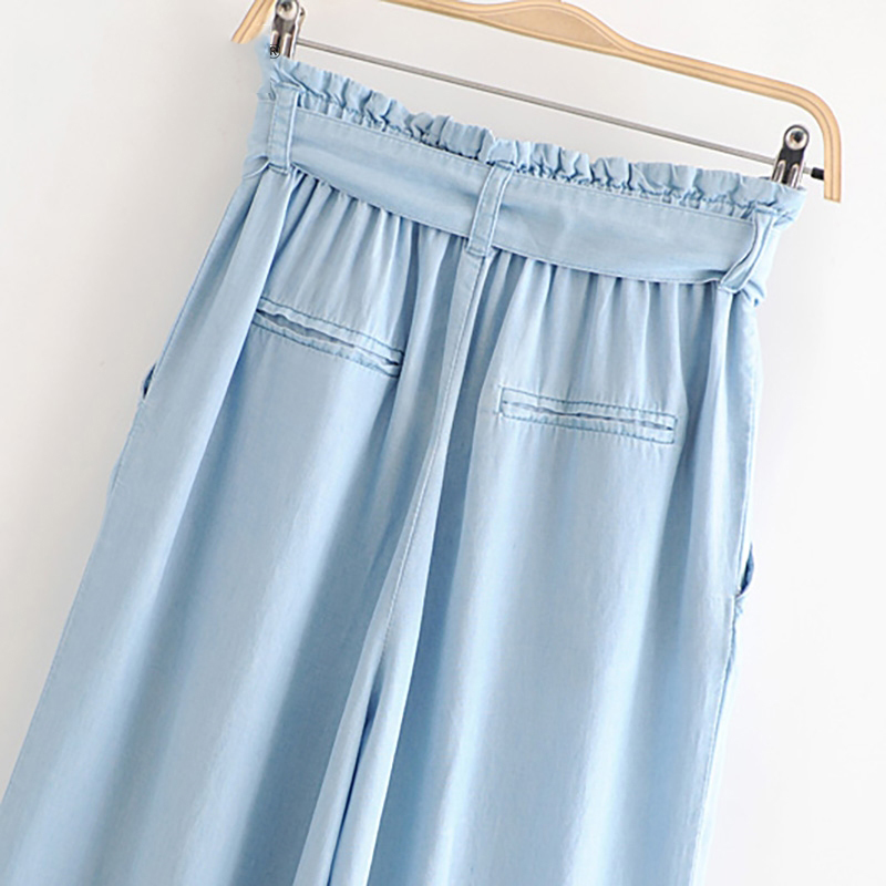 Solid Casual Paper Bag Pants Women High Waist Loose Pleated Long Trousers Female Elegant Straight Sashes Wide Leg 210515