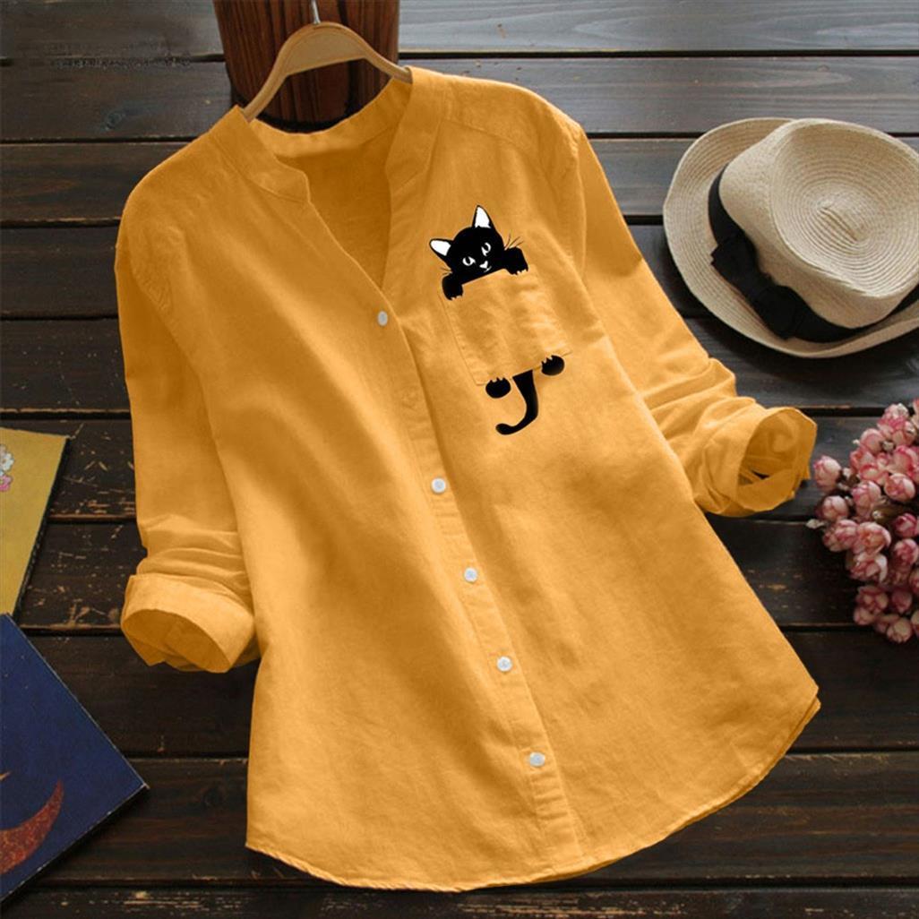 cute cat cotton linen women blouses long sleeve button down cartoon animal printed girls bluzki damskie, White
cute cat cotton linen women blouses long sleeve button down cartoon animal printed girls bluzki damskie, White