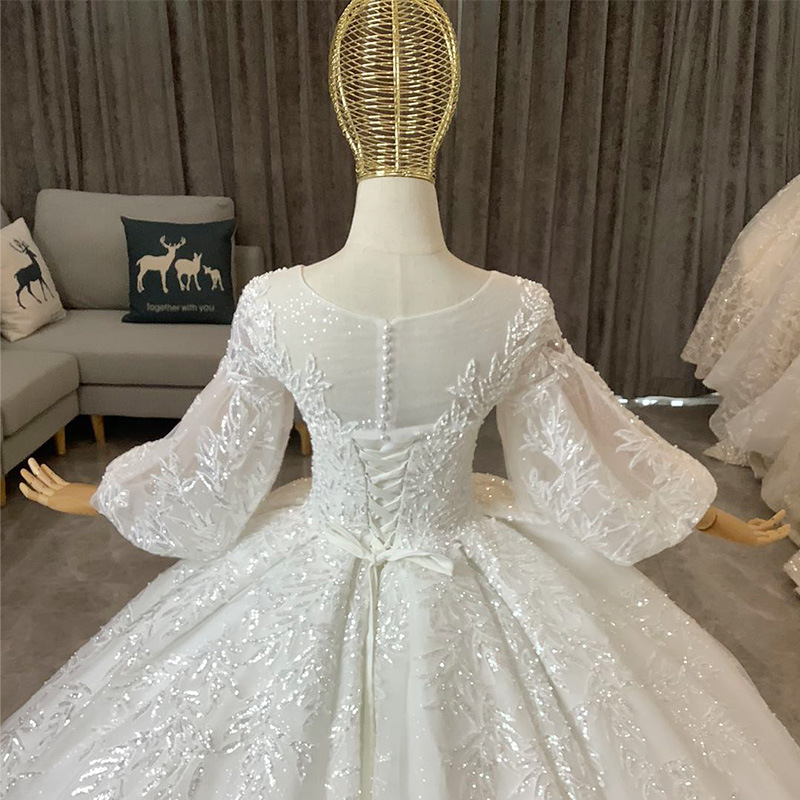 Vintage Real Picture Wedding Dresses With Long-sleeve Appliqued Race Vintage Ball Gown Wedding Dress Custom Made Vestidos De Novia