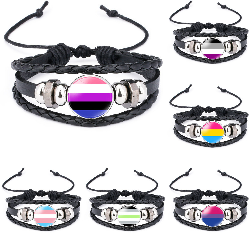 Lgbt Gay Pride Leather Bracelet for Women Men Rainbow Glass Cabochon Charm Bangle Wristband Fashion Jewelry Gift
Lgbt Gay Pride Leather Bracelet for Women Men Rainbow Glass Cabochon Charm Bangle Wristband Fashion Jewelry Gift