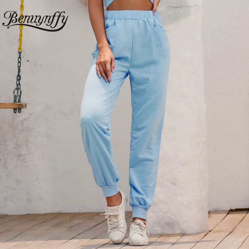 Autumn Pockets Korean style Casual Sweatpants Women Jogger Pants Fashion Sports High Waist Womens 210510