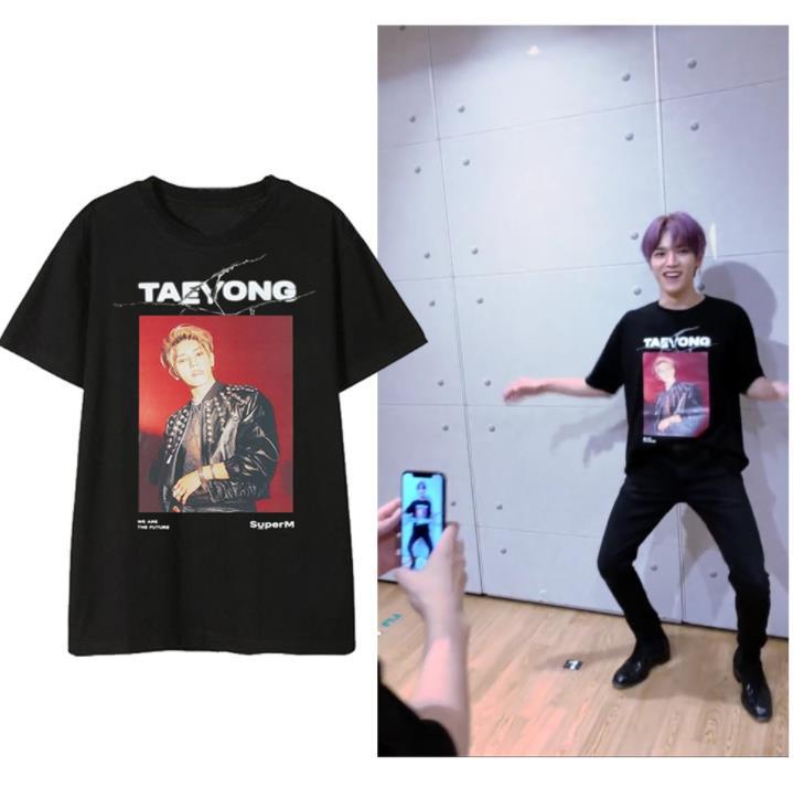 Kpop superM member name/photo printing o neck short sleeve t shirt summer style k-pop unisex black t-shirt 210406