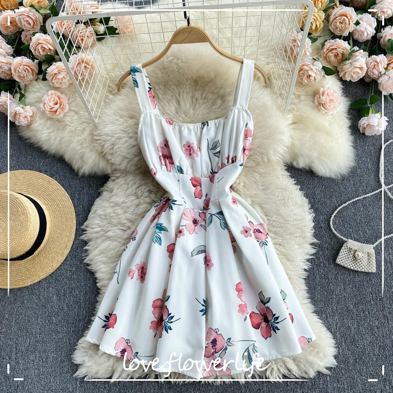 FLF Summer Casual Female Empire Slim Mini Dress Beach Dress Women Spaghetti Strap Square Collar Floral Print Dress 210521, White
FLF Summer Casual Female Empire Slim Mini Dress Beach Dress Women Spaghetti Strap Square Collar Floral Print Dress 210521, White