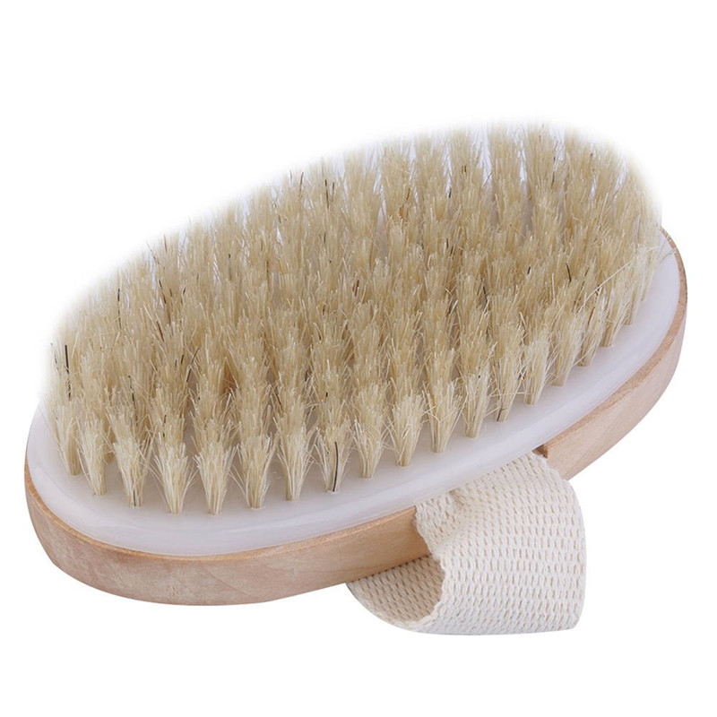 

Wooden Oval Bath Brush Hand Grip SPA Shower Skin Care Soft Brushs Body Scrub Massage for Dry Skins