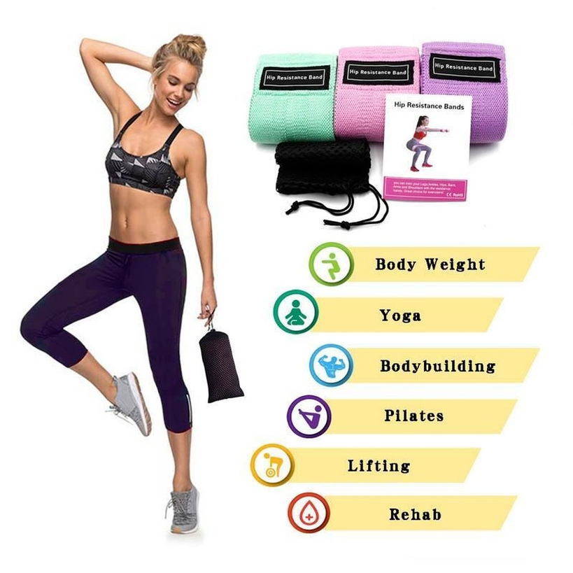 Tiktok women fabric resistance band fitness exercise tension band yoga exercise fitness hip elastic elastic rubber band fy6135 CM31 от DHgate WW