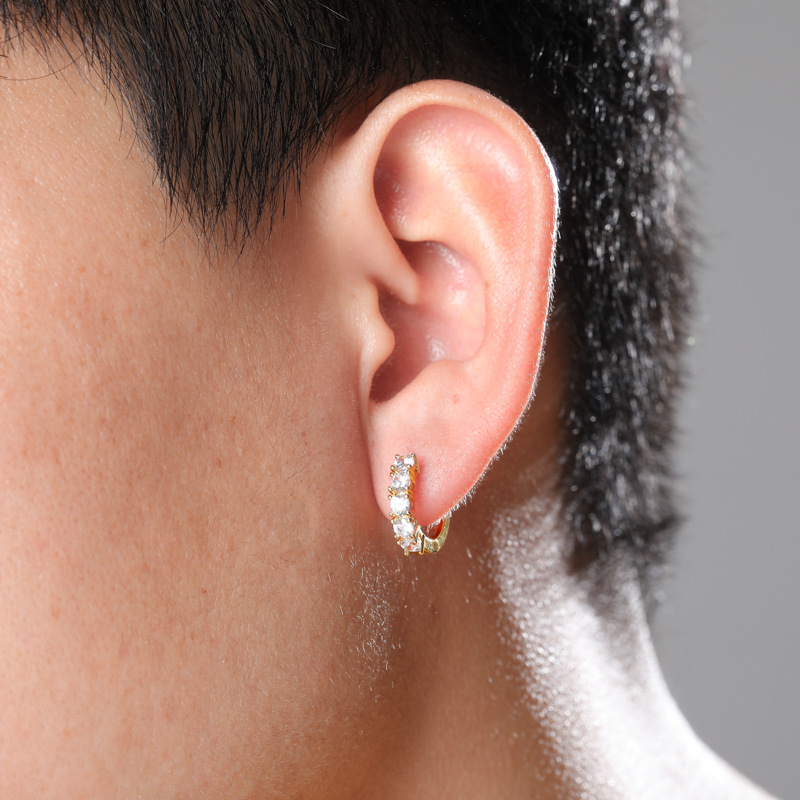 Micro Pave CZ Round Stud EarringHip Hop Gold Silver Fashion Earrings Iced Out Diamond Hoop Earring Hip Hop Rock Jewelry For Men Wo